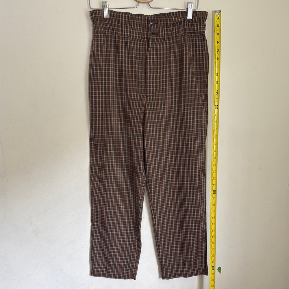 Madewell High Waist Pants with Classic Plaid Pattern and Straight Leg